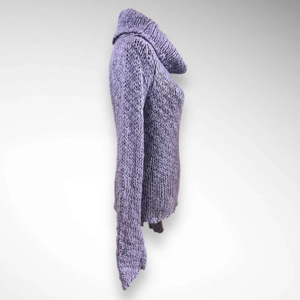 OXFORD FULHAM Y2k Wool Blend Purple Cowl‎ Neck Chunky Knit Sweater Large | EUC